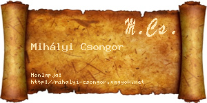 Mihályi Csongor névjegykártya